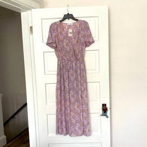 All In Favor Lilac Floral Midi Dress NWT